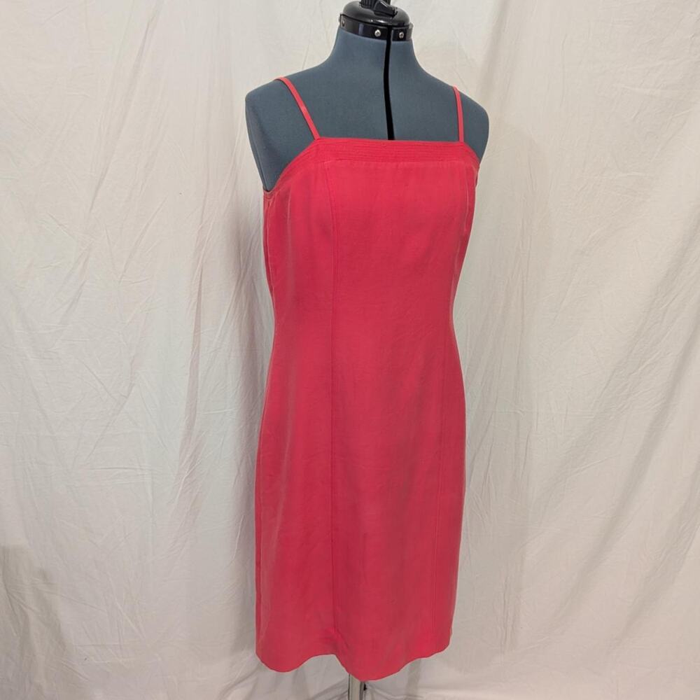 Trio New York red silk‑cotton blend midi slip dress, size 12